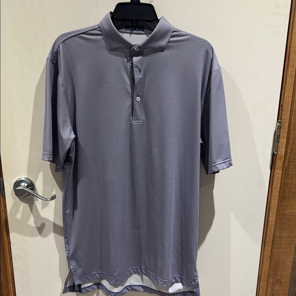 Men’s Turtleson Purple Black and White Small Plaid Polo